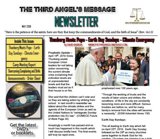 May 2019 NEWSLETTER –Thunberg Meets Pope Earth Day Sundays – Camp Report